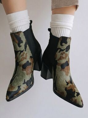 Lodi pony hair camo booties
